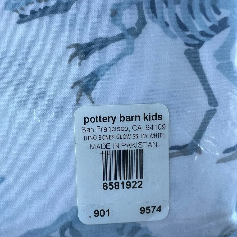 Pottery Barn Kids Blue Dino Bones Organic Sheet Set - Picture 6 of 7